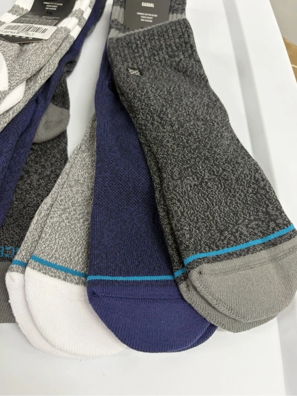 NWT Stance Men’s Casual Crew Socks - Gray, Navy & White (3-Pack)